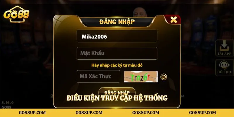 Điều kiện truy cập hệ thống