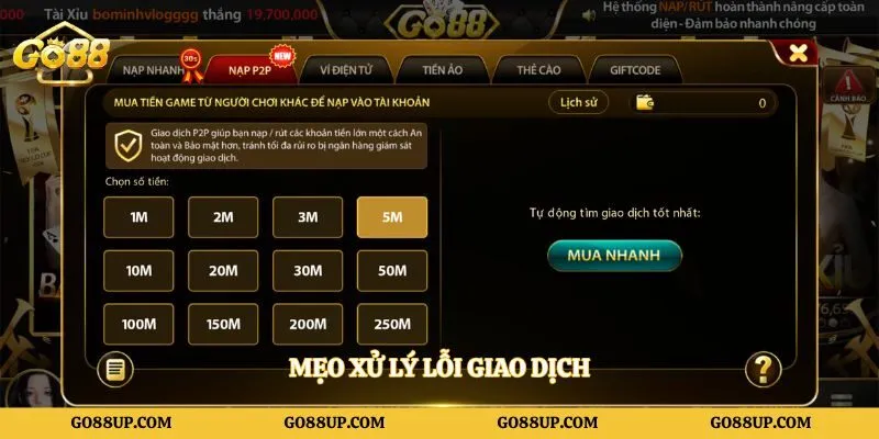 Mẹo xử lý lỗi giao dịch
