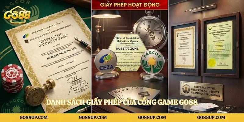 Danh sách giấy phép của cổng game Go88